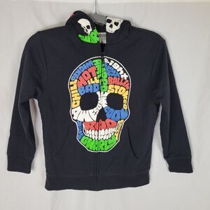 Old Navy Skull Face Zip Front‎ Hooded Jacket